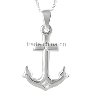 Vintage Popular 925 Sterling Silver Anchor Pendant Necklace thumbnail-1