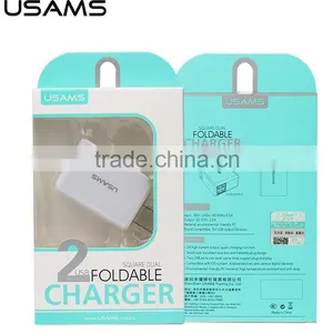 Original USAMS Foldable Square Double USB Fast Charger For Apple / Smartphone / PSP Mobile Phone Travel Charger thumbnail-6