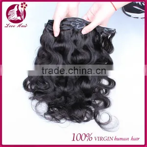 Clip In Human Hair Extensions Mongolian Virgin Hair Body Wave Clip In Hair Extensions Natural Color Mongolian Body Wave Clip Ins thumbnail-2