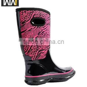 Warm Leopard Print Neoprene Cheap Rain Boots With Hole thumbnail-3