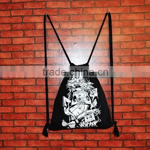 High Quality Rock Style Canvas Backpack,black and White Rucksack thumbnail-2