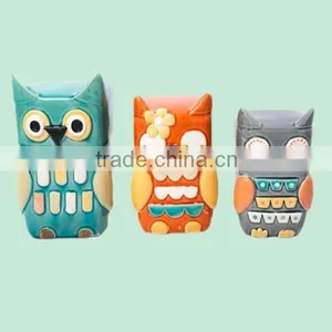Cute Owl Shaped Funny Colorful Ceramic Tea Pot Set thumbnail-1