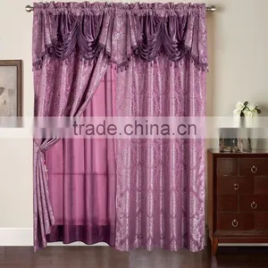 2 Layers Bedroom Curtain Fringe Jacquard Curtain In Luxury Valance With Back thumbnail-1