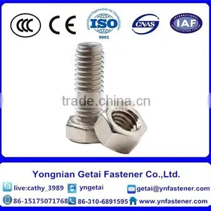 Stainless Steel 304 DIN933 DIN931hex Bolt and Nut and Washer thumbnail-1