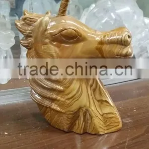 Wholesale Crystal Carvings Semi-Precious Stone Petrified Wood Unicorn thumbnail-4