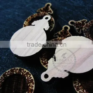 14mm Setting Size Vintage Style Natual Log Wood Bezel Carving Flower Round Pendant Setting DIY Findings Supplies 1411143 thumbnail-4