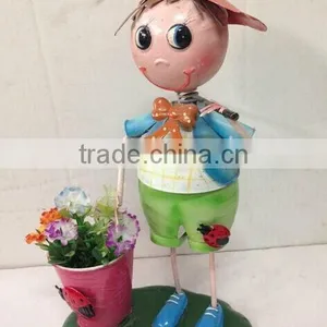 2015 Newest Design Girl Boy Garden Decoration Metal Girl Flower Pot Metal Bog Flower Pot Metal Flower Pot thumbnail-4