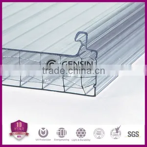 Zhejiang Haining 10-year Warranty 16mm 7-wall Diamond Structure Locking Polycarbonate Hollow Sheet 1040mm thumbnail-2