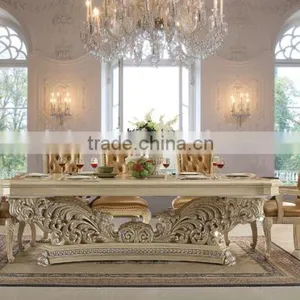 French Royal Style Solid Wood Round Dining Table Set With Upholstery Dining Chairs And Side Board Sets(MOQ=1 SET) thumbnail-5
