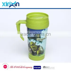 Promotional Plastic Coffe Travel Mug Double Wall Coffee Cup Car Mug With Handle thumbnail-1