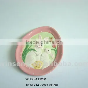 Ceramic Easter Rabbit Plate for Festival Decoration thumbnail-1