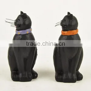 Custom Hand-painted Resin Halloween Black Cat Statue thumbnail-5