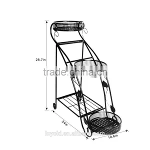 Garden Yard Decor Orgnized 3-Tiered 1-Rack Folded Plant Pots Tray Unit Metal Flower Stand thumbnail-5