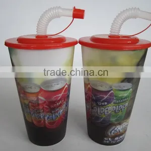 2017 Promotional Item PP Kids Plastic Cups With Straw for Trading thumbnail-4