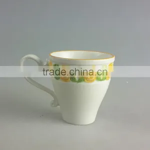 New Bone Embossed Rose Handpainted Mug thumbnail-2
