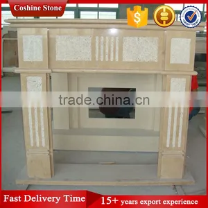 Indoor Used Artifical Fireplace Mantel, Beige Stone Fireplace thumbnail-1