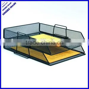 Office 2 Tiers Metal Mesh Desk Paper Tray thumbnail-1