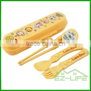 ECO PLA Plastic Training Chopstick Spoon and Fork Baby Flatware Set thumbnail-1