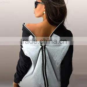 2017 Autumn New Fashion Long Sleeve Back Zipper Sweatshirts Blouse thumbnail-4