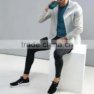 2017 Xinlan High Quality New Design Durable Polyester Nylon White Reflective Strips Waterproof Running Men Jacket thumbnail-4