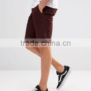 High Quality Latest Custom Side Slant Pockets Turn Up Hem Men's Brown Slim Fit 97% Cotton 3% Elastane Button Fly Fashion Shorts thumbnail-4