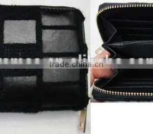 Fashion pu Leather Stitching Geometrica Zipper Wallet thumbnail-1