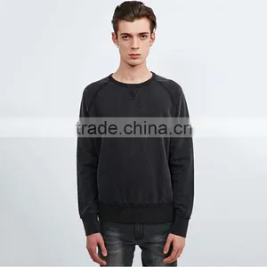 Custom Blank Black Crew Neck Pullover Hoodie Wholesale Plain Hoodies thumbnail-1