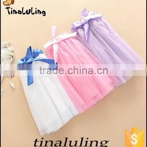 Baby Light Pink Girls Fancy Tutu Skirts Children Long Puffy Skirts With Bow on Waist thumbnail-3