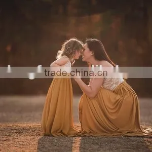 Mommy And Me Gown Maxi Dress Beautiful Long Frocks Mother Daughter Matching Dress thumbnail-2