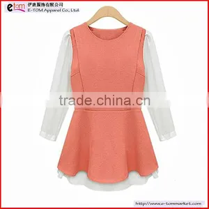 ET13007 Women's Long Sleeves Casual Chiffon T-shirts thumbnail-1