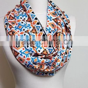 Inca Maya Aztec Indian Tribal Pattern Infinity Scarf, Ikat Circle Scarf, Scarves, Spring - Fall - Winter - Summer Fashion thumbnail-2