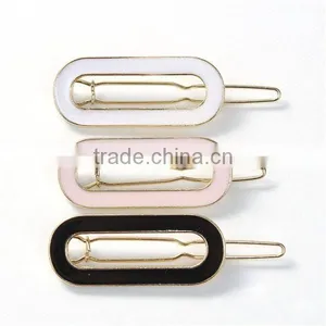 Fashion Popular Rectangle Gold Plated Pink Enamel Woman Hair Clip thumbnail-3