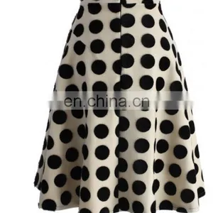 Polka Dots Velvet A-line Midi Skirt thumbnail-3