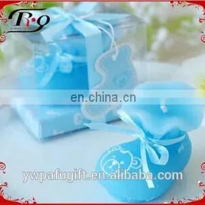 Party Favor Mini Nolvety Blue Baby Shoe Shape Baby Shower Candles thumbnail-1