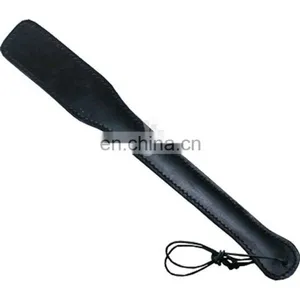 HMB-591A LEATHER PADDLE BULLWHIP BLACK RIDING CROP WHIP thumbnail-1