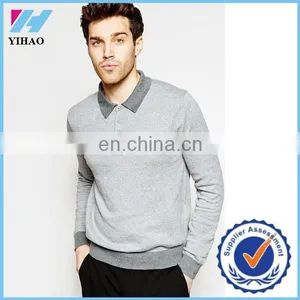 Yihao Trade Assurance Contrast Colour Long Sleeve 100 Cotton/Polyester/CVC/TC Pique Fabric Unbranded Polo Shirts thumbnail-1