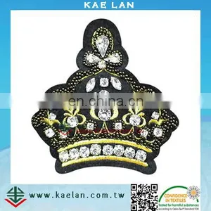 Custom Embroidery Crown Badge With Rhinestone thumbnail-2