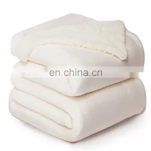 Super Cream Tapestry Big King Size Microfiber Thick Sherpa Blanket For Sale thumbnail-7