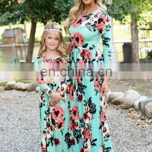2019 New FLORAL FULL PRINT Dress Mother Daughter Matching Dress 5COLORS (this Link for WOMAN) thumbnail-2