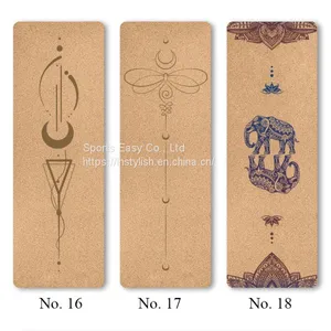 Non-slip Natural Cork Yoga Mat With Custom Printed Design thumbnail-4