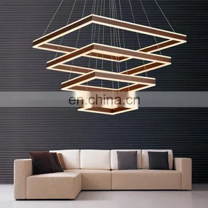Modern Decorative Home Square Shape Big Led Acrylic Chandelier Lights With Double Face Light thumbnail-5