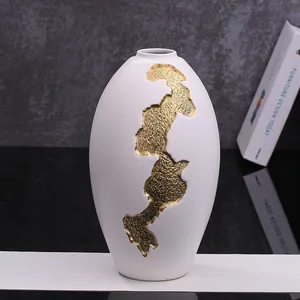White Egg Gild Ceramic Vase Creative Nordic Modern Style For Office Hotel Decoration thumbnail-3