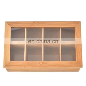 Custom Print Unfinished Bamboo Wooden Tea Packaging With Glass Top thumbnail-4