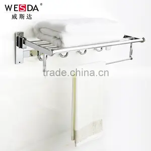 Wesda Stainless Steel Bathroom Wall Towel Shelf With Hooks A160 thumbnail-2