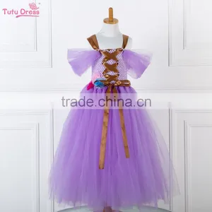 New Designed Light Tulle Dress With Band Decoration in Pure Purple thumbnail-1