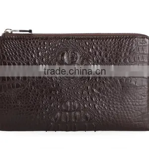 Vintage Style Crocodile and Soft Calf Leather Men Clutch Wristlet Wallet Handbag Wholesale thumbnail-2