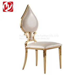 Hotel Restaurant Furniture Used Gold Stainless Steel Banquet Chair Heart Back Design Wedding Chairs thumbnail-2
