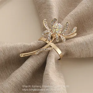 Gold Plated Diamond Flower Napkin Ring For Valentine's Day thumbnail-3