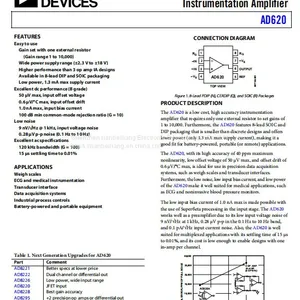 AD620ARZ-REEL SOIC-8 Instrument Amplifier ADI Original Stock thumbnail-1
