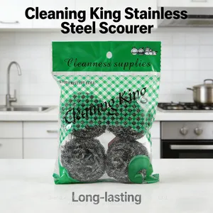 4pcs Pack Steel Scourer Multi-Purpose Kitchen Cleaning Ball Rust Resistant Stainless Steel Scourer thumbnail-3